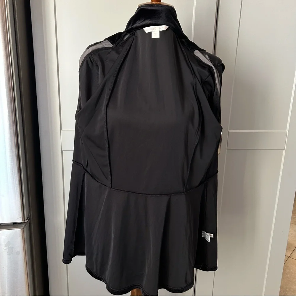 VTG Boston Proper Zip Up Cardigan Womens LG Black Velvet Dark Academia Goth Y2K - Picture 9 of 12